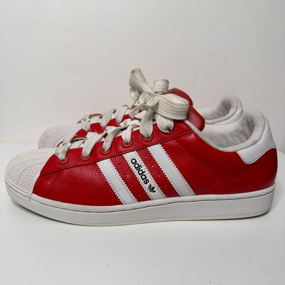 Adidas Mens Originals Shell Toe Red White Vintage 90s Y2K Sneakers Shoes Sz 11.5 - Picture 1 of 8